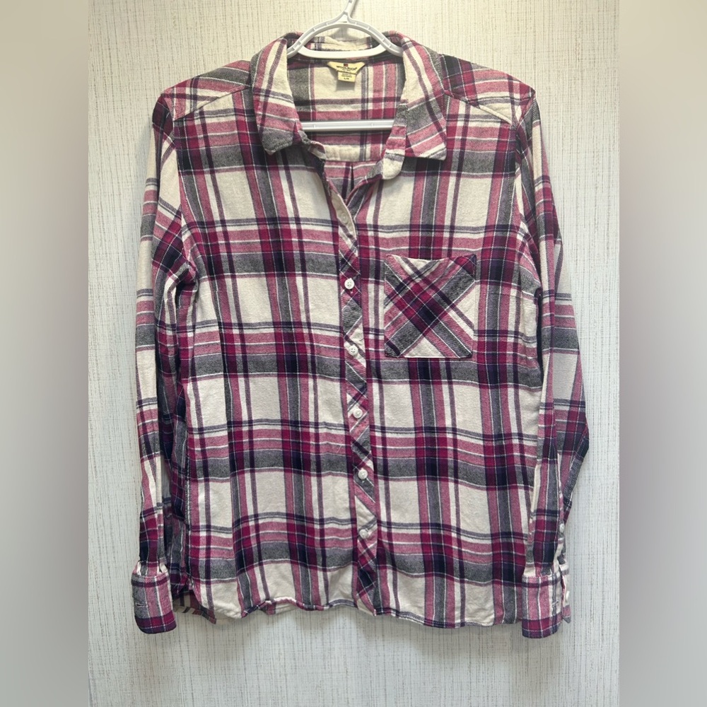 Woolrich‎ Cotton Pink Purple Long Sleeve Button Up Flannel Large
